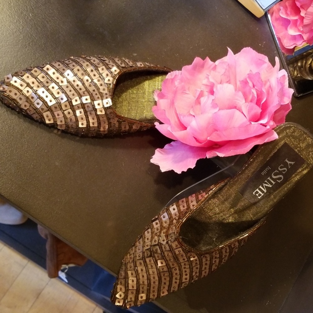 YsSIME Italia Bronze Sequin Mule